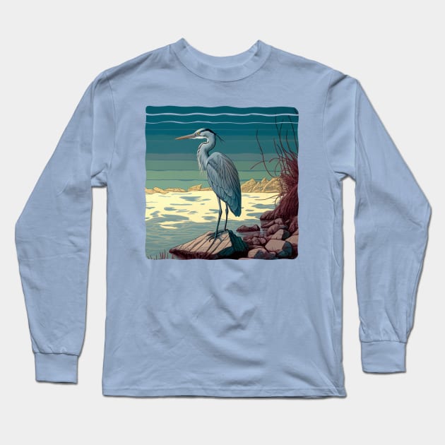 Great Blue Heron Long Sleeve T-Shirt by Sunshine-thru-the-tees